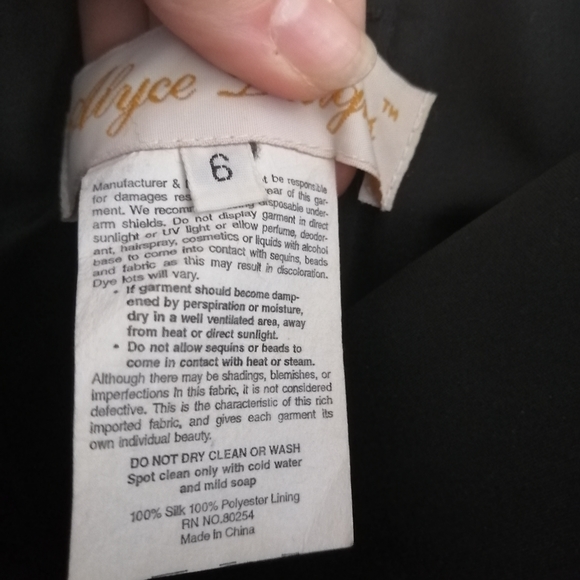 Alyce Designs Hand Painted Floral Black Dress - Picture 7 of 7